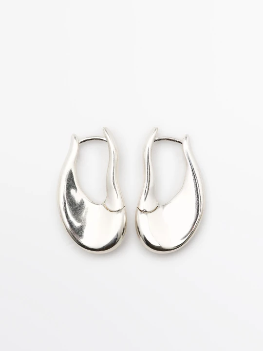 Zdjęcie produktu Kolczyki Koła O Płynnej Linii - Srebrny - Massimo Dutti - Female
