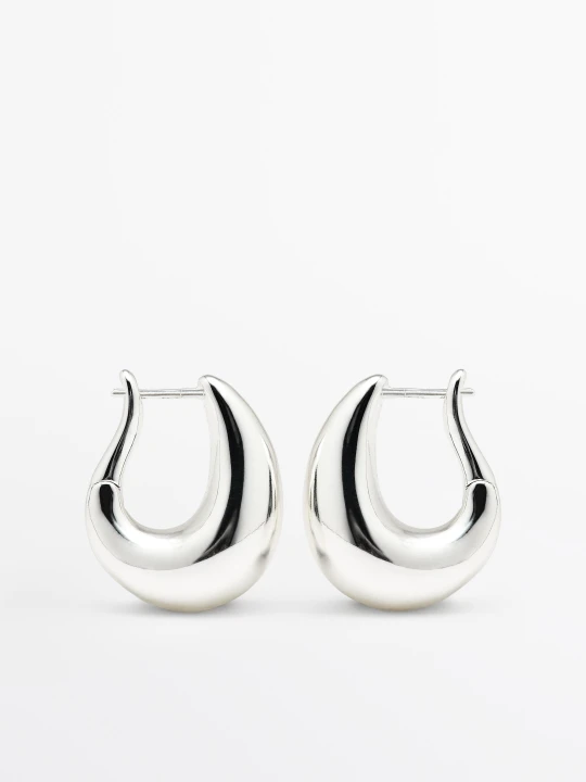 Zdjęcie produktu Kolczyki Koła Z Motywem Łezki - Srebrny - Massimo Dutti - Female