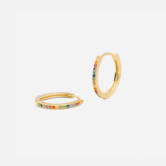 Zdjęcie produktu Kolczyki kółka 1, 9 cm; z kryształkami, srebrne pozłacane Ania Kruk