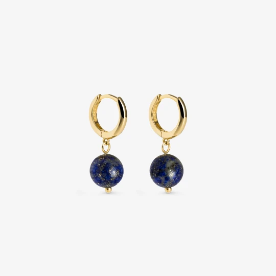 Zdjęcie produktu Kolczyki kółka z lapis lazuli 1, 2 cm; srebrne pozłacane Ania Kruk GRANATOWY