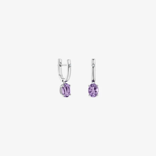 Zdjęcie produktu Kolczyki Kreolki Tous Basic Colors Ze Srebra Z Ametystem I Diamentami - Tous LILAC