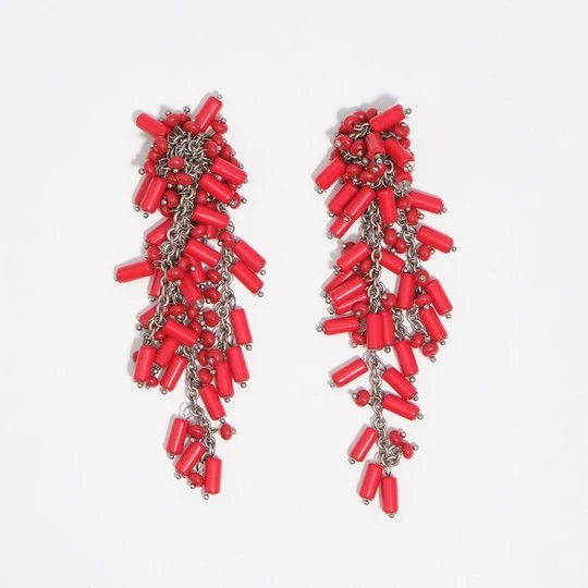 Zdjęcie produktu Kolczyki łańcuszek i koralowe koraliki BIMBA Y LOLA DARK CORAL