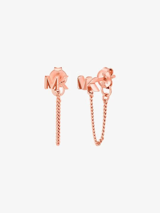 Zdjęcie produktu Kolczyki łańcuszkowe z logo ze srebra próby 925 pokrytego metalem szlachetnym Michael Kors ROSE GOLD (Różowozłoty)