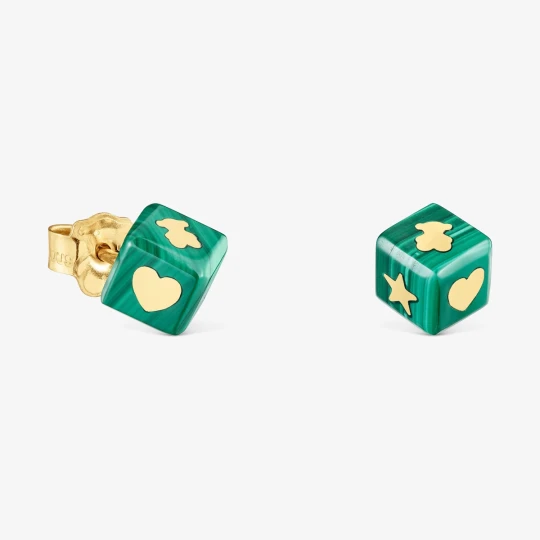Zdjęcie produktu Kolczyki Z 14-Karatowego Złota Z Malachitem Cube - Tous zielony