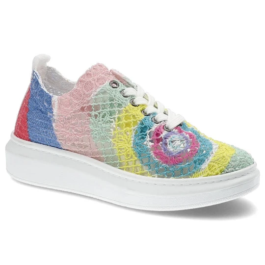 Zdjęcie produktu Półbuty damskie Artiker, z materiału tekstylnego z koronkową strukturą cholewki klasycznym sznurowaniem i platformą o wyraźnej grubości, multicolor