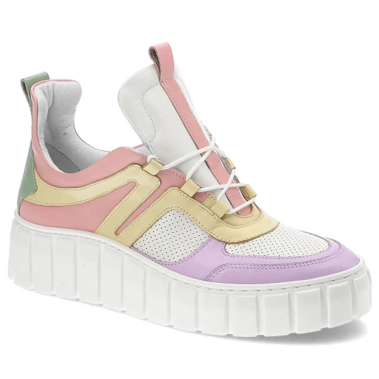 Zdjęcie produktu Sneakersy damskie Armodo, materiał syntetyczny i tekstylny z łączoną perforowaną cholewką sznurowanym zapięciem, multikolor, 3847-H42-534-H43-H38