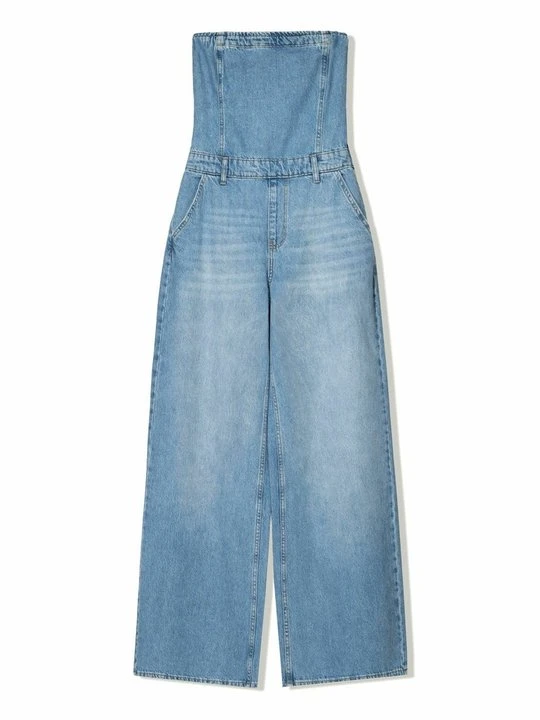 Zdjęcie produktu Kombinezon Bershka jasnoniebieski denim