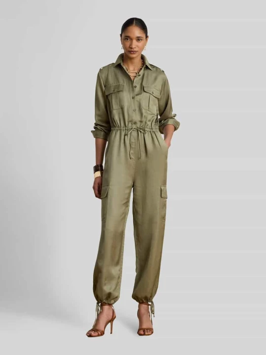 Zdjęcie produktu Kombinezon o kroju relaxed fit z mieszanki wiskozy i lnu Lauren Ralph Lauren Khaki
