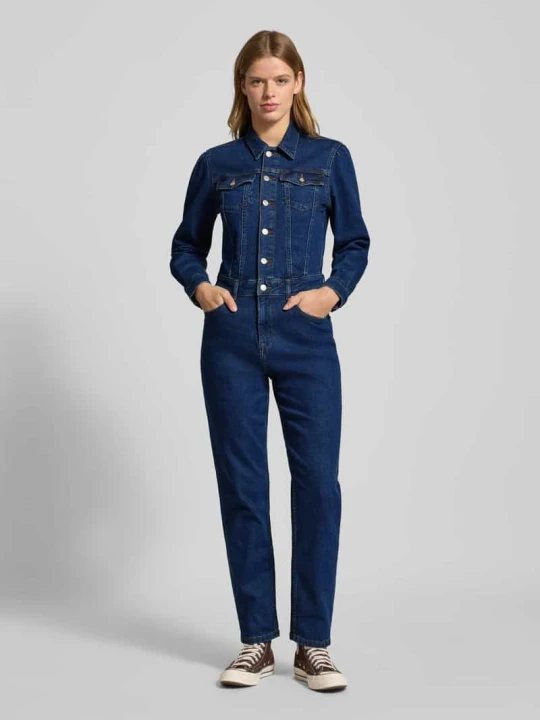 Zdjęcie produktu Kombinezon taliowany z mieszanki bawełny model ‘VALA’ Pepe Jeans Niebieski