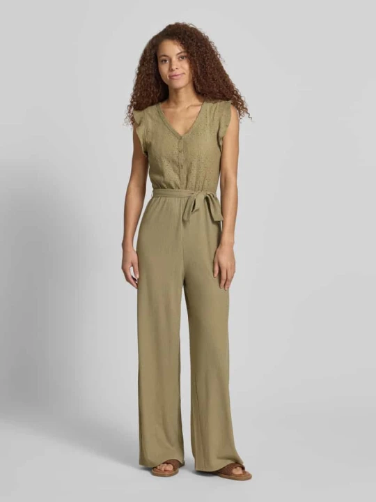 Zdjęcie produktu kombinezon z ażurowymi haftami w kroju regular fit model 'LELISA' Only Khaki
