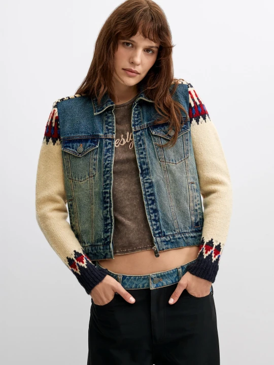 Zdjęcie produktu Kombinowana kurtka jeansowa Desigual niebieski