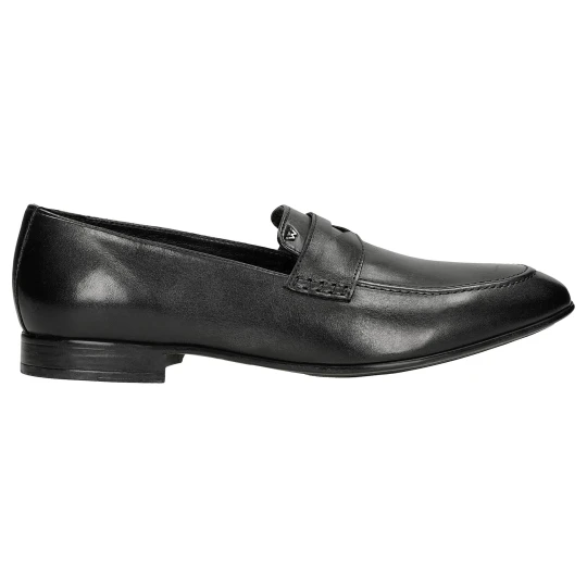 Zdjęcie produktu Czarne eleganckie loafersy męskie ze skóry licowej 10152-51 Wojas