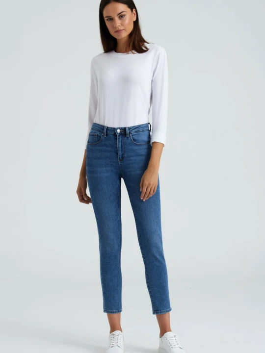 Zdjęcie produktu Komfortowe jeansy slim fit, ciemnoniebieskie Greenpoint