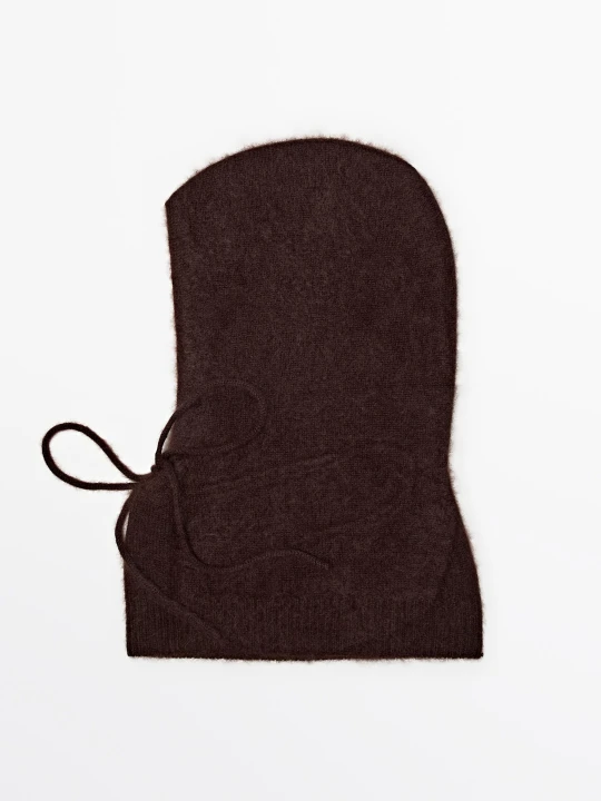 Zdjęcie produktu Kominiarka Ze 100% Kaszmiru Ze Sznurkiem - Bakłażanowy / Oberżynowy - Massimo Dutti - Female