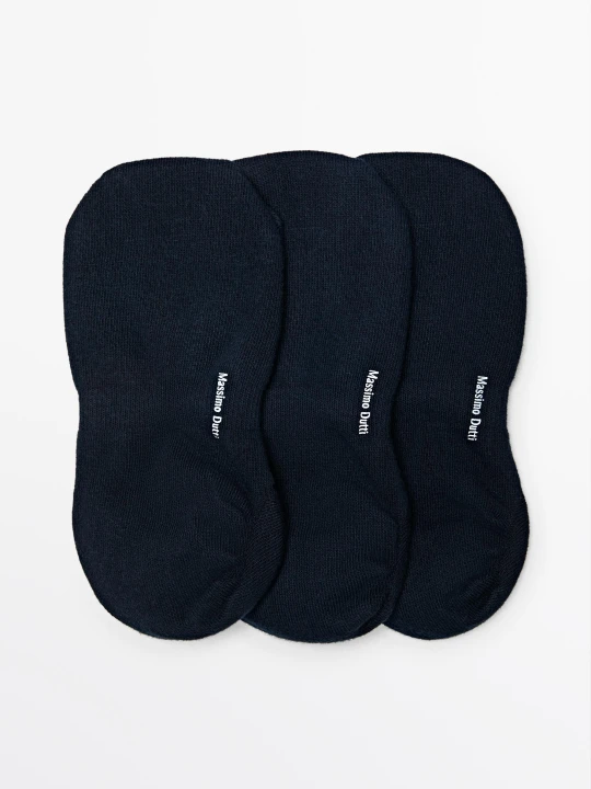 Zdjęcie produktu Komplet 3 Par Skarpetek Stópek Z Bawełnianej Mieszanki - Granatowy - Massimo Dutti - Male