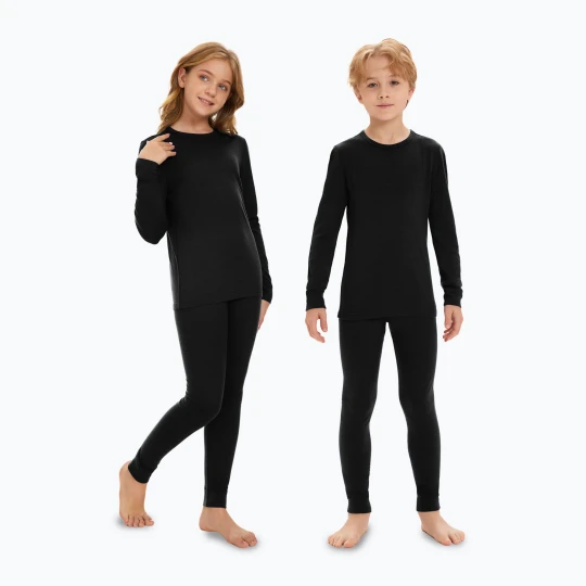 Zdjęcie produktu Komplet bielizny termoaktywnej dziecięcej WOOLCANO Merino 100% SET0683 czarny