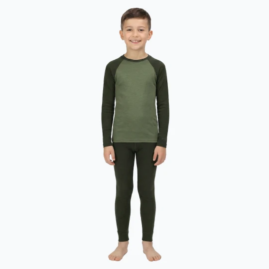Zdjęcie produktu Komplet bielizny termoaktywnej dziecięcej WOOLCANO Merino SET0982 khaki Zielony