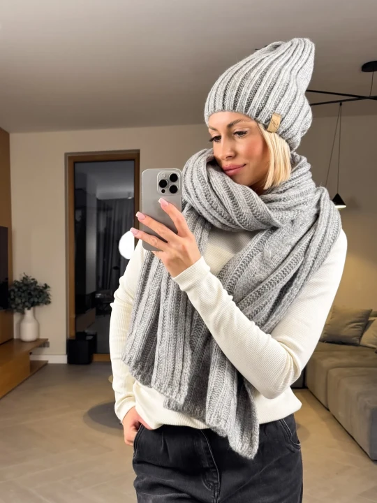 Zdjęcie produktu Komplet Czapka i Szalik Szary Harmony ClothStore