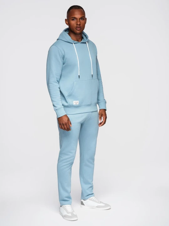 Zdjęcie produktu Komplet dresowy męski set bluza z kapturem + spodnie regular fit - jasnoniebieski V7 - Rozmiar: M Ombre Clothing