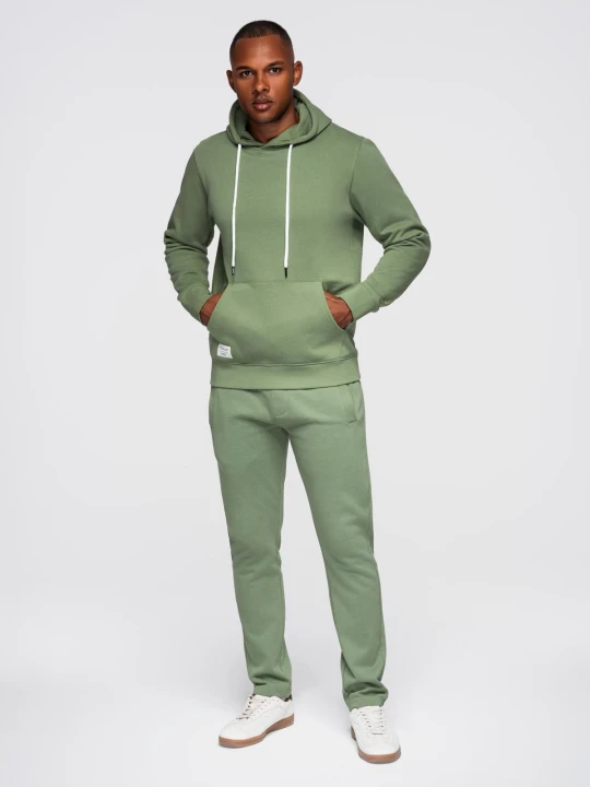 Zdjęcie produktu Komplet dresowy męski set bluza z kapturem + spodnie regular fit - jasnozielony V3 - Rozmiar: XL Ombre Clothing