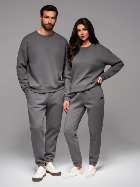 Zdjęcie produktu Komplet dresowy UNISEX w stylu athleisure ze spodniami i bluzą - szary V18 - Rozmiar: XL / XXL Ombre Clothing