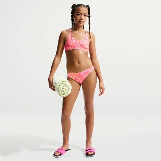 Zdjęcie produktu Komplet sznurowanego bikini dla dużych dzieci (dziewcząt) Nike Swim - Różowy