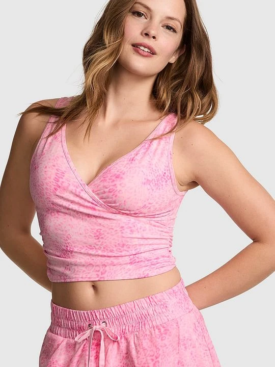 Zdjęcie produktu PINK Kopertowy top sportowy PINK Relay z marszczeniem Victoria's Secret