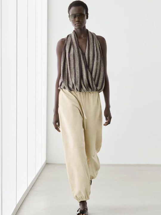 Zdjęcie produktu Kopertowy Top W Paski - Brązowy - Massimo Dutti - Female
