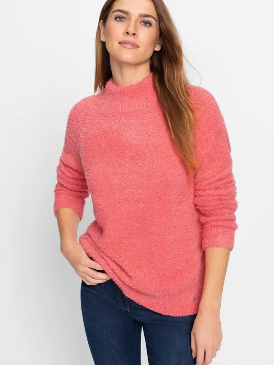 Zdjęcie produktu Koralowy sweter damski Henny ze stójką - Cozy Idylls Olsen
