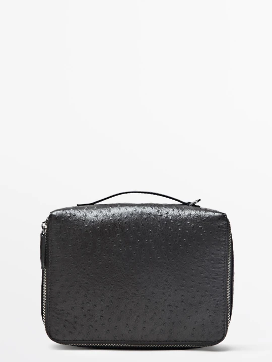Zdjęcie produktu Kosmetyczka Kostka Ze Skóry Nappa O Fakturze - Brązowy - Massimo Dutti - Female