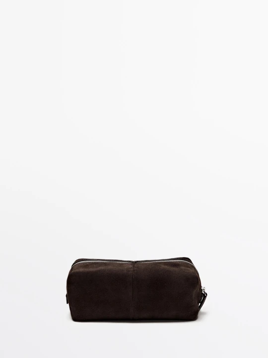 Zdjęcie produktu Kosmetyczka Ze Skóry Zamsz - Brązowy - Massimo Dutti - Male