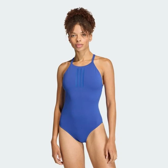 Zdjęcie produktu KOSTIUM DO PŁYWANIA 3-STRIPES HIGH NECK 2-WAY STRAPS PEACHSOFT Adidas Semi Lucid Blue