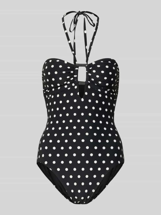 Zdjęcie produktu Kostium kąpielowy o fasonie bandażowym we wzór na całej powierzchni model 'CLASSIC DOT BANDEAU' Michael Kors Czarny