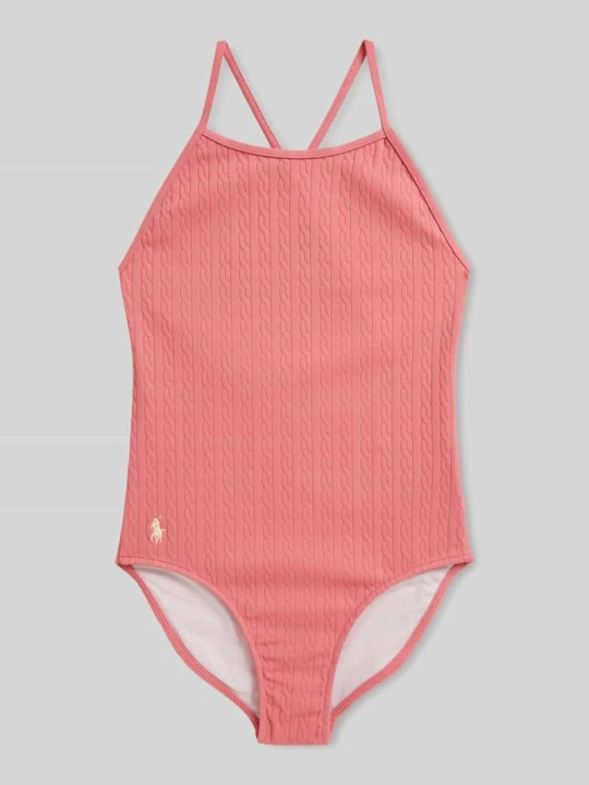 Zdjęcie produktu kostium kąpielowy o kroju slim fit z cienkimi ramiączkami Polo Ralph Lauren Brudnoróżowy
