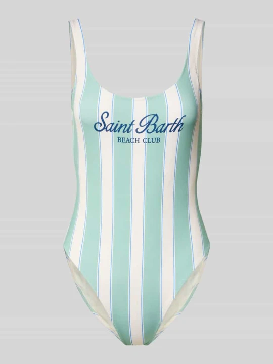 Zdjęcie produktu kostium kąpielowy o kroju slim fit z nadrukiem z logo model 'Lora' MC2 Saint Barth Miętowy