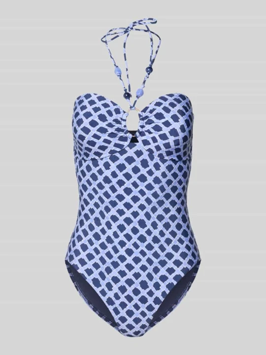Zdjęcie produktu Kostium kąpielowy o kroju slim fit z obszyciem ozdobnymi kamieniami model 'Marseille' Seafolly Niebieski