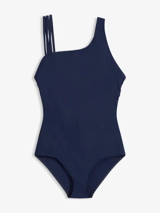 Zdjęcie produktu Kostium kąpielowy shape z lekko modelującego materiału, fason na jedno ramię BonPrix niebieski