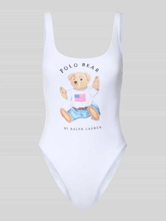 Zdjęcie produktu Kostium kąpielowy z nadrukiem polo bear z motywem Polo Ralph Lauren Biały