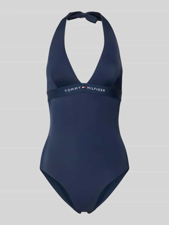 Zdjęcie produktu Kostium kąpielowy z nadrukiem z logo Tommy Hilfiger Ciemnoniebieski