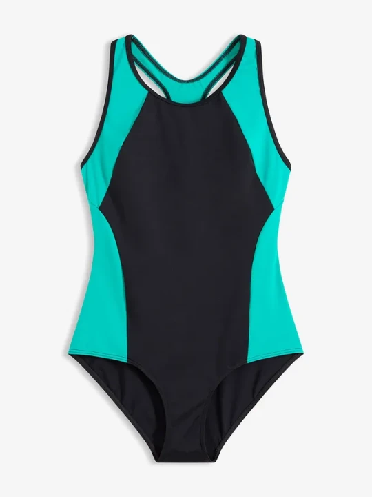Zdjęcie produktu Kostium kąpielowy z szybkoschnącego materiału w sportowym fasonie z tyłem typu bokserka BonPrix czarny