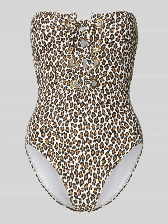 Zdjęcie produktu Kostium kąpielowy z wiązaniem model 'SMALL LEOPARD LACE UP ONE' Michael Kors Czarny