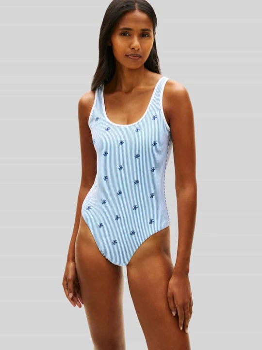 Zdjęcie produktu Strój kąpielowy z przeszyciem logo Tommy Hilfiger Niebieski