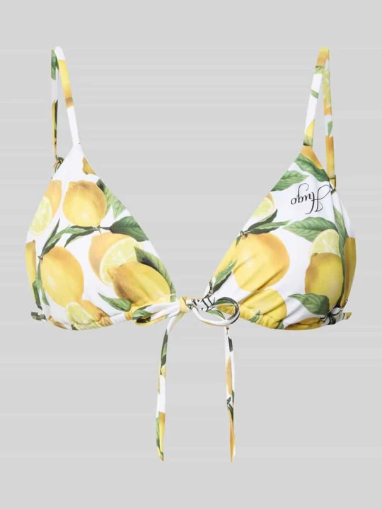 Zdjęcie produktu Góra bikini z nadrukiem allover model 'FANCY_TRIANGLE' Hugo Żółty