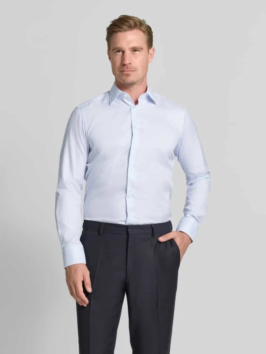 Zdjęcie produktu Koszula biznes o kroju regular fit z mini wzór w kratkę i kołnierzykiem typu kent Christian Berg Błękitny