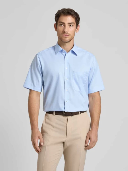 Zdjęcie produktu Koszula biznesowa Comfort Fit z bawełny z kołnierzykiem typu kent Eterna Błękitny