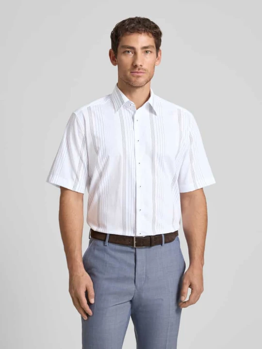 Zdjęcie produktu Koszula biznesowa Comfort Fit z bawełny z kołnierzykiem typu kent Eterna Błękitny
