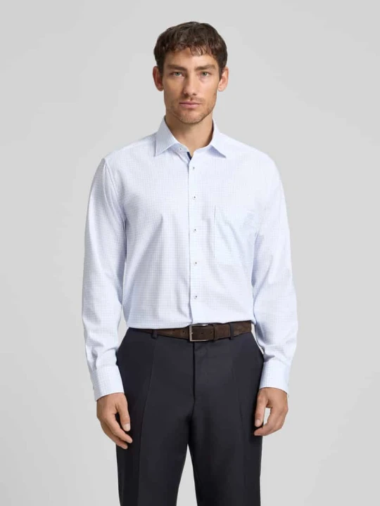 Zdjęcie produktu Koszula biznesowa Comfort Fit z bawełny z kołnierzykiem typu kent Eterna Błękitny