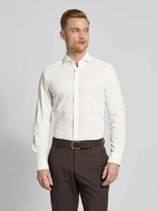 Zdjęcie produktu Koszula biznesowa męska JOOP! Collection;Czysta bawełna;Krój regular fit;Model ‘Pares’;Design z długim rękawem;Kołnierzyk typu cutaway;Sportowe mankiety;Listwa Biały