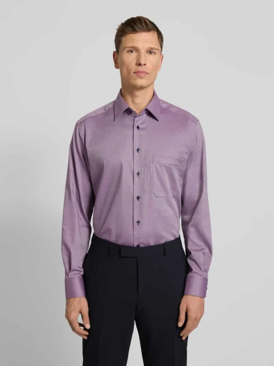 Zdjęcie produktu Koszula biznesowa o kroju comfort fit z bawełny z kołnierzykiem typu kent Eterna Jasnofioletowy