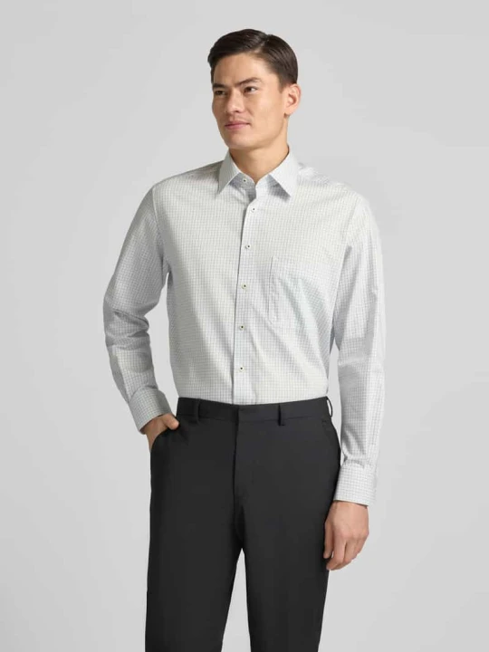 Zdjęcie produktu Koszula biznesowa o kroju comfort fit z bawełny z kołnierzykiem typu kent Eterna Granatowy